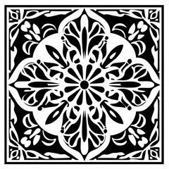 ornate square tile design; decorative pattern; intricate geometric tile; background for design, prin