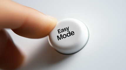 White Easy Mode button on clean background with copy space. Suitable for user experience design and software accessibility features