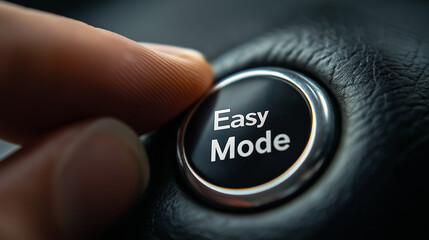 Black Easy Mode button with metallic finish. Ideal for user interface settings and accessibility feature demonstrations