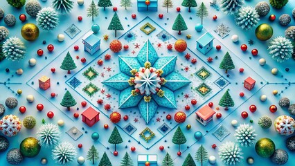 Wall Mural - abstract aerial holiday patterns: festive geometric designs from above