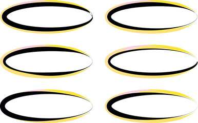 Wall Mural - black yellow colorful abstract thick ellipses set vector