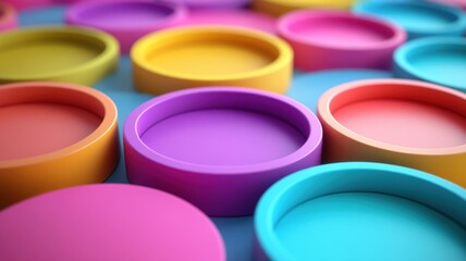 Sticker - vibrant circular patterns with reflective surfaces colorful display abstract art studio environment 