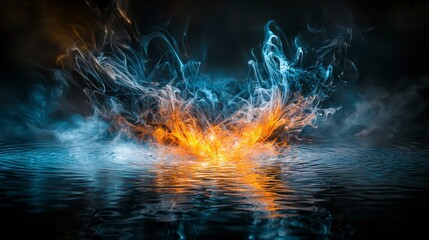 Poster - Ethereal shadowy waves rippling across water abstract art digital creation dark environment dynamic viewpoint