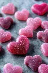 Canvas Print - Close-up shot of multiple colorful candy hearts