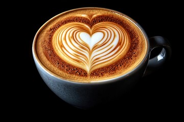 Sticker - A cup of coffee with a heart-shaped design in the foam, perfect for a romantic morning or a cozy gift