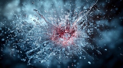 Poster - Dynamic water splash art studio photography abstract close-up fragments of infinity bursting into reality