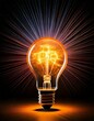 © PandaUniverse - light bulb in a dark room with energy waves radiating out.-