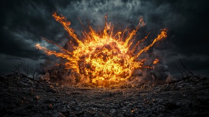 Aufkleber - Explosive fireball erupting in mida artistic showcase of destruction dramatic environment intense perspective