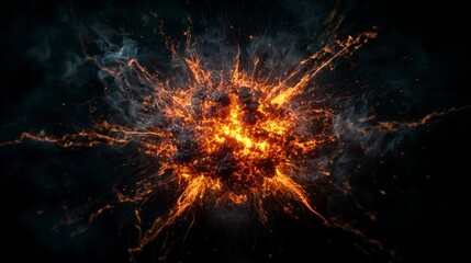 Aufkleber - Fiery explosion of pain lines in mid-action abstract art dynamic environment dramatic viewpoint evocative concept