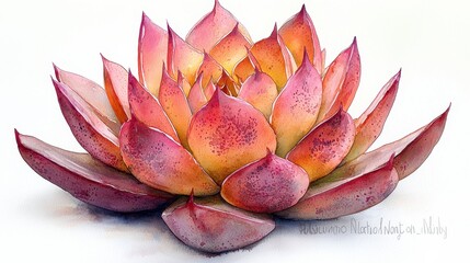 Wall Mural - Vibrant succulent plant with red, orange, and yellow hues.