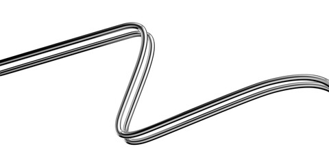 Wall Mural - bent metal wire 3d shape isolated. futuristic chrome squiggle line banner, abstract curved metal ele