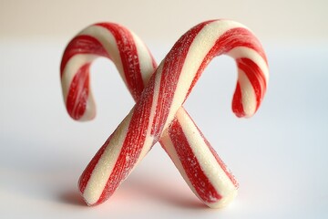 Wall Mural - Two candy canes placed side by side on a table, often used as decorations for holiday celebrations