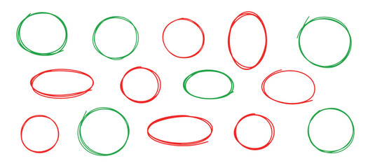 Poster - Hand drawn doodle circle and oval highlight set. Vector marker circular lines, collection sketch circles for design.
