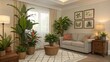 © Justlight - A few vibrant potted plants are tastefully p throughout the room introducing fresh greenery that enhances the atmosphere and promotes a sense of wellbeing within the family space.