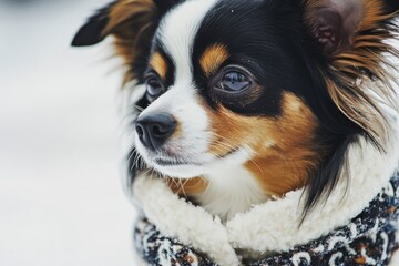 Wall Mural - A close-up view of a dog wearing a scarf