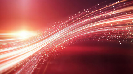 Wall Mural - abstract light streaks on a vibrant red glowing background