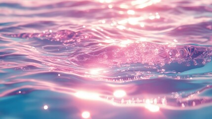 Wall Mural - Tranquil Waves with Pink and Blue Tones, Capturing the Essence of Light Reflections on Water Surfaces in a Dreamy Aesthetic Environment