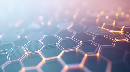 Wall Mural - abstract hexagonal grid glowing with digital technology patterns