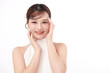 © kitthanes  - Beautiful young asian woman with clean fresh skin on white background, Face care, Facial treatment, Cosmetology, beauty and spa, Asian women portrait.