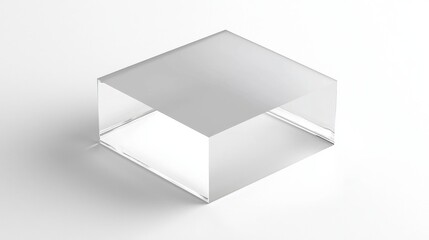 Wall Mural - Contemporary geometric white cube rendered in acrylic with a neutral background.
