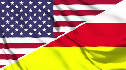 Wall Mural - United waving flag animation of the United States and Ossetia