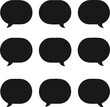 © zahidID: #10462466 - A clean and modern graphic of nine simple black speech bubbles arranged in a 3x3 grid against a pure white background.