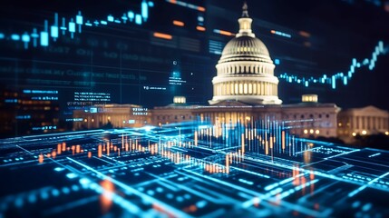Wall Mural - capitol building, government, stock market. a digital representation of the capitol building overlai