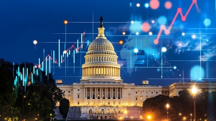 Wall Mural - capitol building, government, stock market. a stunning night view of the u.s. capitol, enhanced with