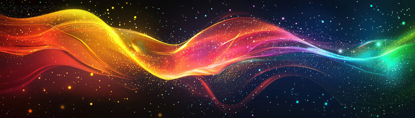 Wall Mural - vibrant abstract waves of color with sparkling particles create dynamic visual