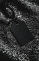 Wall Mural - Black Tag on Dark Fabric: Minimalist Product Mockup