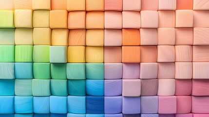 Aufkleber - Harmonious Geometric Wooden Shapes Radiating Outward in Concentric Colorful Pattern Symbolizing Inclusivity and Balance  Abstract Textured Background for Digital Art Decor or Wallpaper