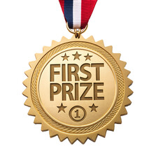 Fototapete - Golden badge for first prize winner. isolated on transparent background with a clipping path