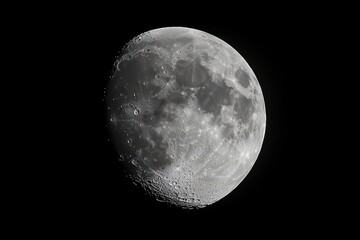 Wall Mural - gibbous moon, night sky, craters, detail, astronomy, space, science, background, wallpaper