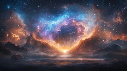 Aufkleber - A mesmerizing interstellar journey through dazzling nebulae orbiting exoplanets and breathtaking cosmic formations  Explore the wonders of the universe in this captivating digital