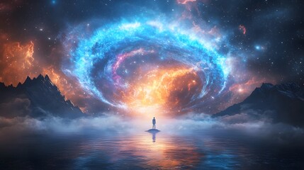 Leinwandbilder - An interstellar journey through dazzling nebulae orbiting exoplanets and breathtaking cosmic formations creating a mesmerizing and otherworldly dreamscape