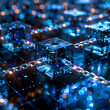 © Siasart Stock - Intricate 3D Cube Network Interconnected with Glowing Chains on a Futuristic Circuit Board Background