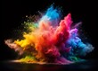 © Four888 - Colorful Powder Explosion on Black Background - Holi Festival Minimalist Photography