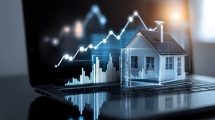 Aufkleber - Concept of an AI powered real estate business featuring smart algorithms that suggest profitable property deals interactive 3D maps that provide comprehensive market data and investment insights