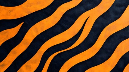 Wall Mural - striking abstract tiger fur pattern with dynamic wavy lines in orange and black tones