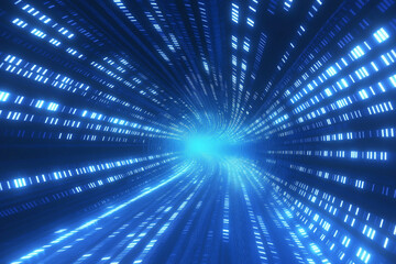 Wall Mural - abstract technology background binary computer code on blue screen for high speed internet concept