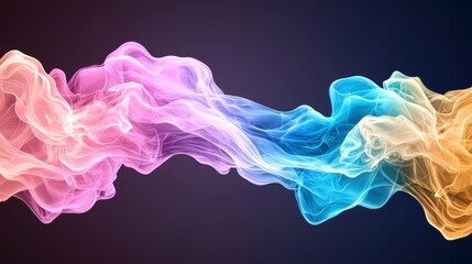 Wall Mural - Colorful smoke swirling on a black background creating an abstract artistic display with vibrant hues