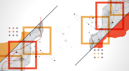 Leinwandbilder - Trendy abstract wireframe background. Modern science or technology art elements. Surface illustration.