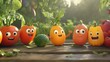© wrap01 - Cheerful Anthropomorphic Vegetables on a Wooden Surface