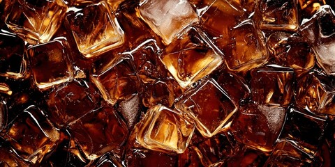 Wall Mural - Close up of a pile of ice cubes and soda