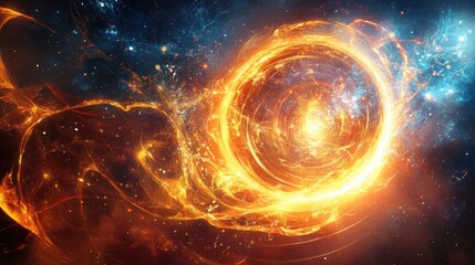 Wall Mural - Cosmic Firestorm: A Blazing Nebula in Space