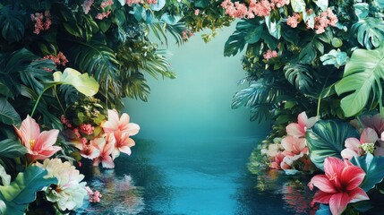 Canvas Print - Tropical Paradise: Lush Greenery Meets Tranquil Water