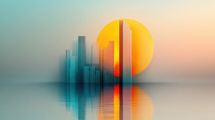 Poster - Hallucination, A surreal cityscape image depicting melting buildings, showcasing a high-fidelity artistic interpretation in vibrant colors.