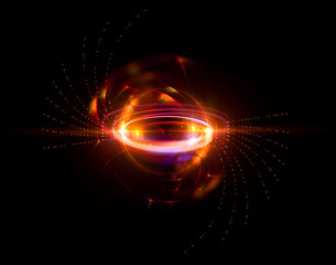 Wall Mural - physical graphic concept of atomic structure. light ring. colorful electron particle. .speed of ligh