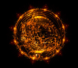 Wall Mural - physical graphic concept of atomic structure. light ring. colorful electron particle. .speed of ligh