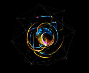 Wall Mural - physical graphic concept of atomic structure. light ring. colorful electron particle. .speed of ligh